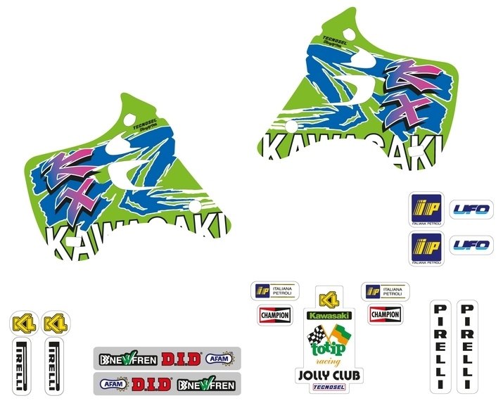 TECNOSEL テクノセル ステッカーキットチーム カワサキ 1993 KX 125 250 KAWASAKI ステッカー・デカール 外装