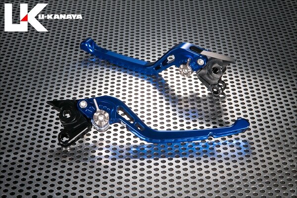 U-KANAYA ユーカナヤ GPタイプ アルミビレットレバーセット X FORCE YAMAHA ヤマハ ブレーキ・クラッチレバーセット ハンドル周辺パーツ ハンドル レバーカラー：ブルー / アジャスターカラー：シルバー / レバータイプ：ロング（レバー部全長：約173mm）