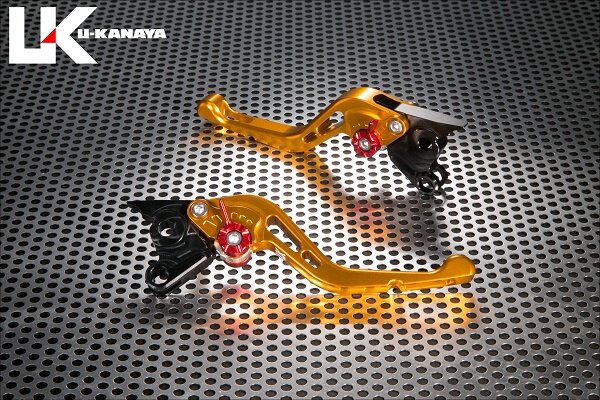 U-KANAYA ユーカナヤ GPタイプ アルミビレットレバーセット X FORCE YAMAHA ヤマハ ブレーキ・クラッチレバーセット ハンドル周辺パーツ ハンドル レバーカラー：ゴールド / アジャスターカラー：オレンジ / レバータイプ：ショート（レバー部全長：約143mm）
