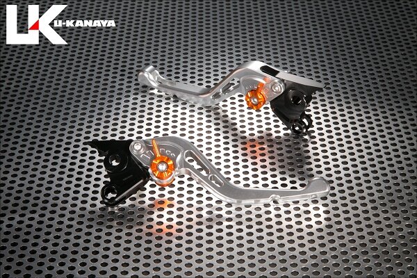 U-KANAYA ユーカナヤ GPタイプ アルミビレットレバーセット X FORCE YAMAHA ヤマハ ブレーキ・クラッチレバーセット ハンドル周辺パーツ ハンドル レバーカラー：シルバー / アジャスターカラー：オレンジ / レバータイプ：ショート（レバー部全長：約143mm）