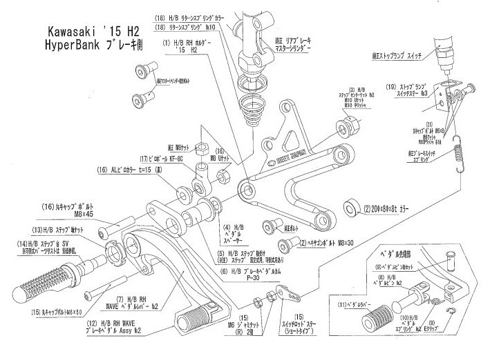BEET ビート ハイパーバンク バックステップ ステップ台 NinjaH2 KAWASAKI カワサキ ステップ 足回り