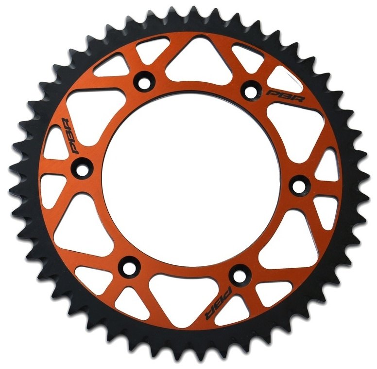 PBR ピービーアール ツインカラーアルミニウム製超軽量セルフクリーニング硬質アルマイトリアスプロケット RR 125 2T ENDURO RACING 4T LC 200 250 300 350 390 EFI 430 480 XTRAINER BETA ベータ ドリブンスプロケット・リアスプロケット 駆動系