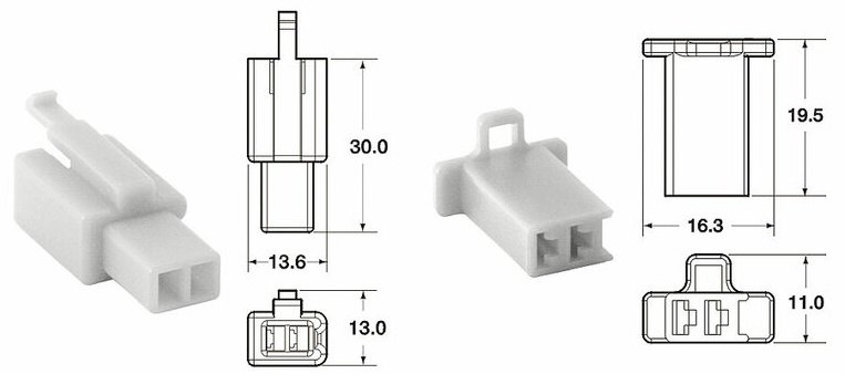 EUROPE IMPORT GOODS ヨーロッパ輸入商品 2プラグ端子セット コネクター 110ML 純正タイプ コネクター・カプラー スイッチ・ハーネス関係 電装系