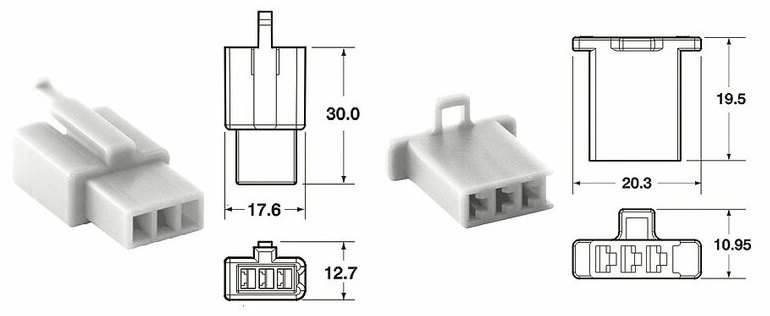 EUROPE IMPORT GOODS ヨーロッパ輸入商品 3プラグ端子セット コネクター 110ML 純正タイプ コネクター・カプラー スイッチ・ハーネス関係 電装系