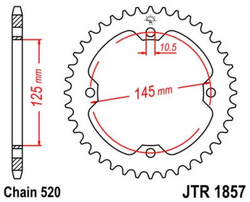 JT SPROCKETS JTスプロケット スチール製リアスプロケット スタンダード 1857-520 XT600 ELightweight Rear Sprocket E、EC-A、B、D、E、F、GLightweight USA仕様 YAMAHA ヤマハ ドリブンスプロケット・リアスプロケット 駆動系