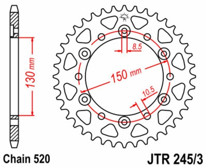 JT SPROCKETS JTスプロケット スチール製リアスプロケット スタンダード 245/3 - 520 FMX 650 FUNMOTO HONDA ホンダ ドリブンスプロケット・リアスプロケット 駆動系