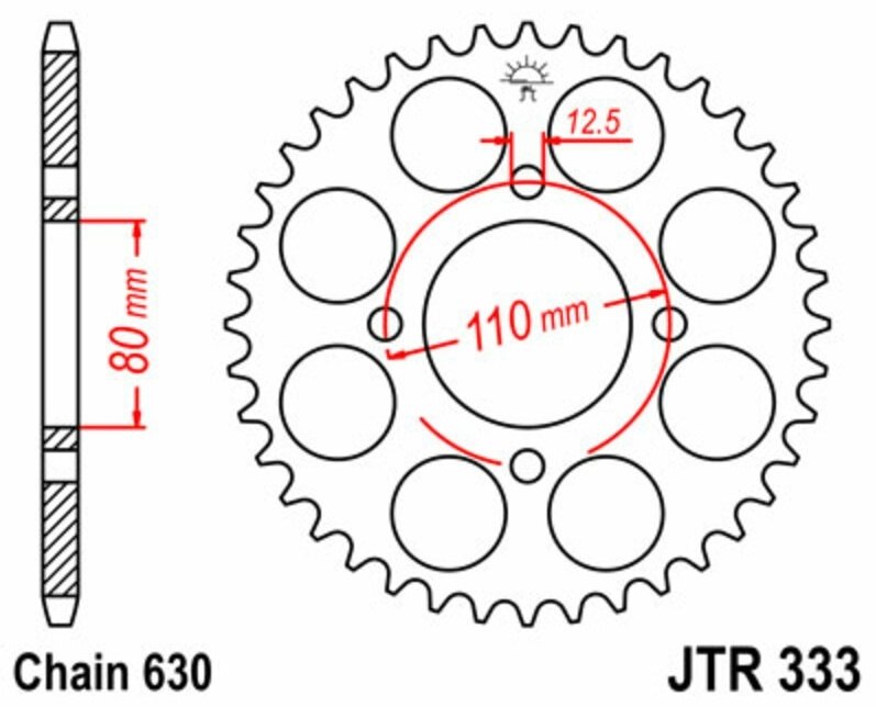 JT SPROCKETS JTスプロケット スチール製リアスプロケット スタンダード 333-630 CB750 K7 F2 sohc HONDA ホンダ ドリブンスプロケット・リアスプロケット 駆動系