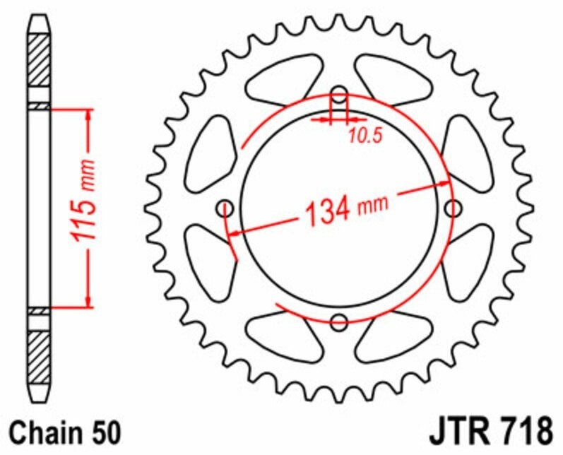 JT SPROCKETS JTスプロケット Steel Standard Rear Sprocket 718 - 530 INDIANA 650 INDIANA 750 CUSTOM ALAZURRA SPORTS 650 ELEFANT 650 ELEFANT 750 LUCKY EXPLORER 750