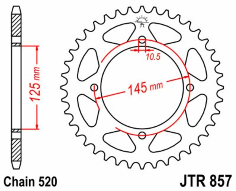 JT SPROCKETS JTスプロケット スチール製リアスプロケット スタンダード 857 - 520 XVS125 Drag Star XV125 Virago TT600 RE YAMAHA ヤマハ ドリブンスプロケット・リアスプロケット 駆動系