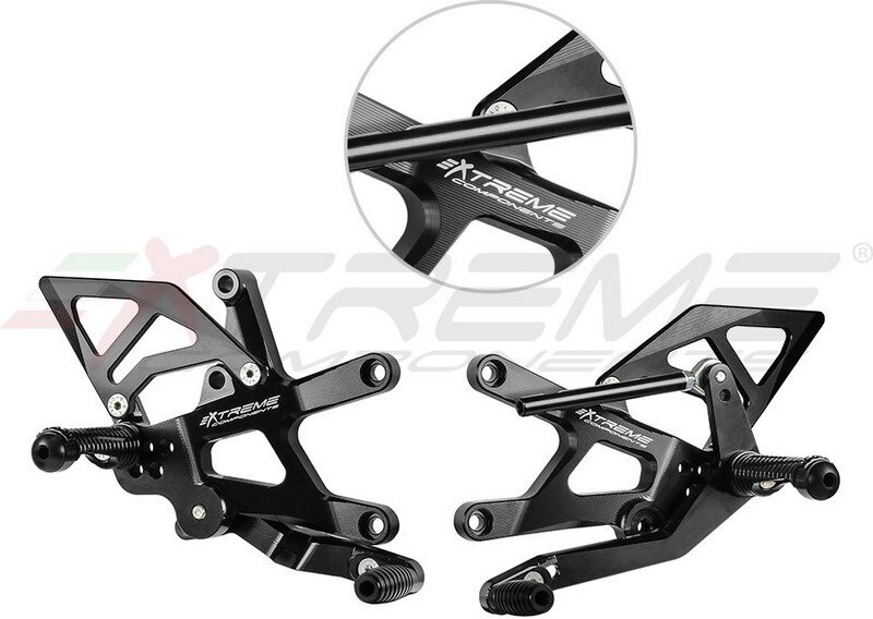 EXTREME COMPONENTS エクストリームコンポーネンツ GP EVO REAR SETS KIT FOR KAWASAKI ZX 10 R (2016/2021) (REVERSE SHIFTING) WITH ALUMINIUM HEEL GUARD (BLACK) | PED-GP ZX1016 LCR ZX1016B その他外装オプション・補修部品 外装