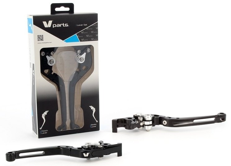 V PARTS ブイパーツ 折りたたみレバー 177mm ブラック/Kawasaki アルミ製ボルトアダプター付き (セット) 400 MONSTER IE DARK 620 S MULTISTRADA DUCATI ドゥカティ ブレーキ・クラッチレバーセット ハンドル周辺パーツ ハンドル