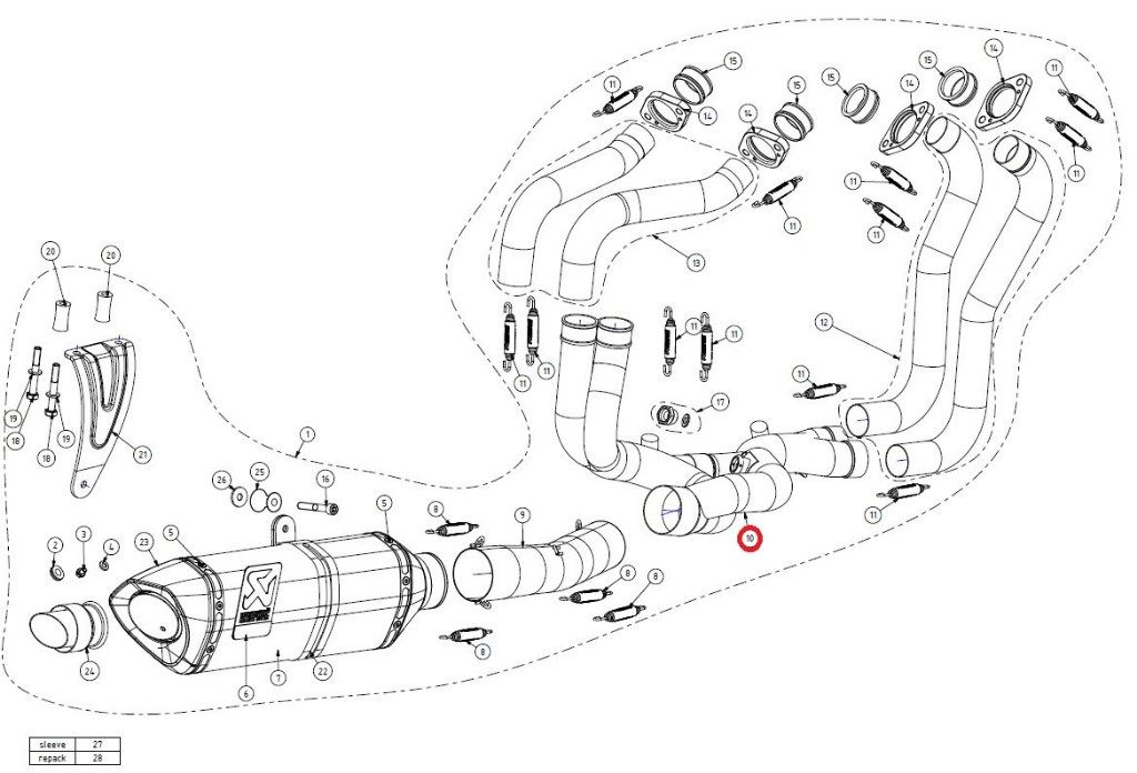 AKRAPOVIC アクラポビッチ 【リペアパーツ】C-A10E2 collector ti RSV4 TUONOV4 APRILIA アプリリア エキゾーストパイプ マフラー