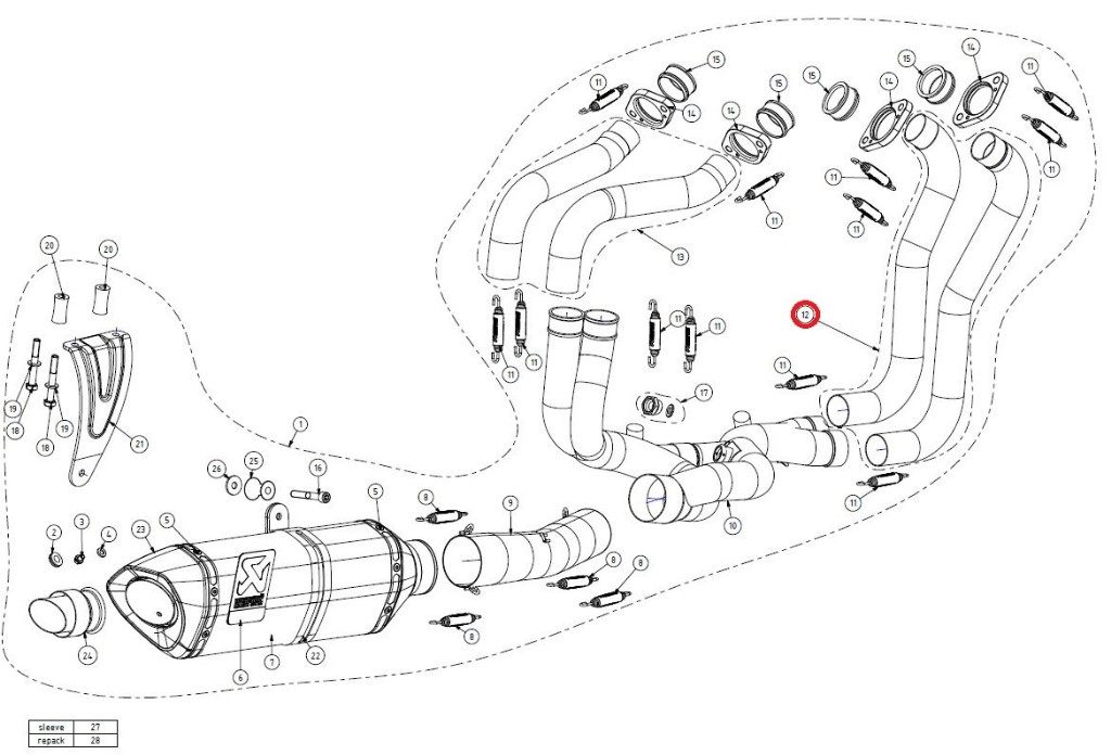 AKRAPOVIC アクラポビッチ 【リペアパーツ】H-A10E3FT header front RSV4 TUONOV4 APRILIA アプリリア エキゾーストパイプ マフラー