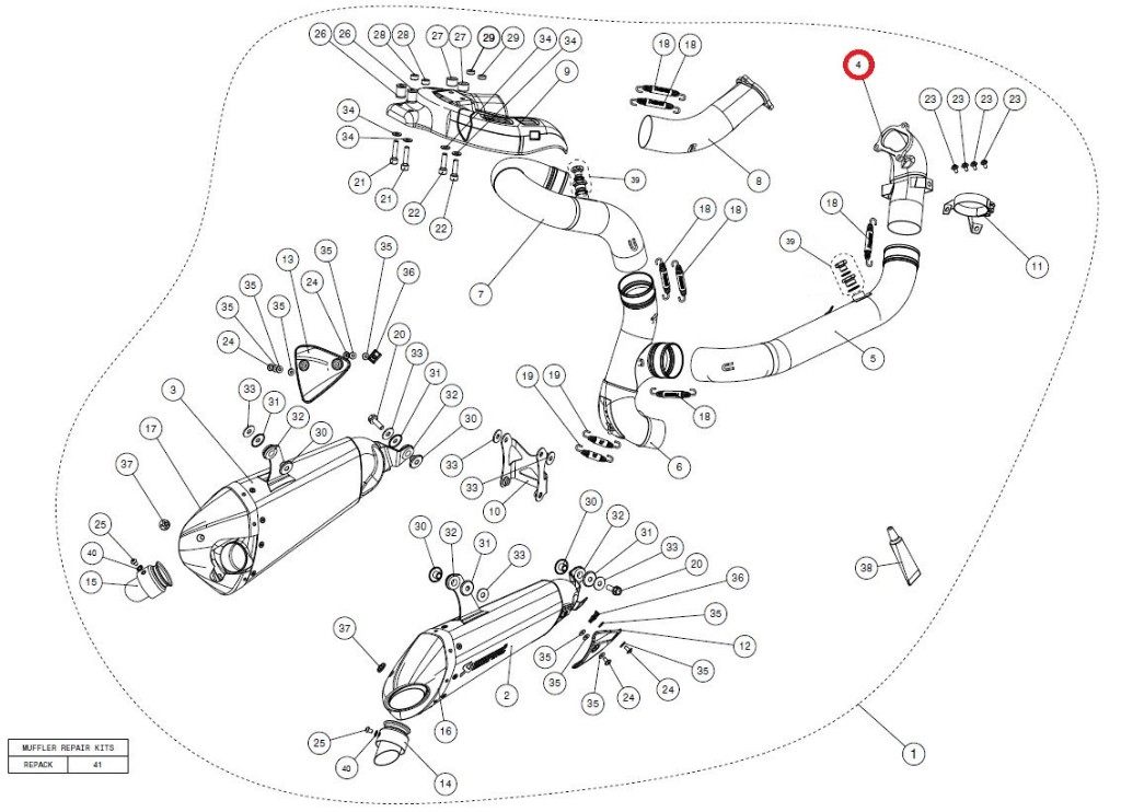 AKRAPOVIC アクラポビッチ 【リペアパーツ】H-D11E1T header ti 1199PANIGALE R S 899PANIGALE DUCATI ドゥカティ エキゾーストパイプ マフラー