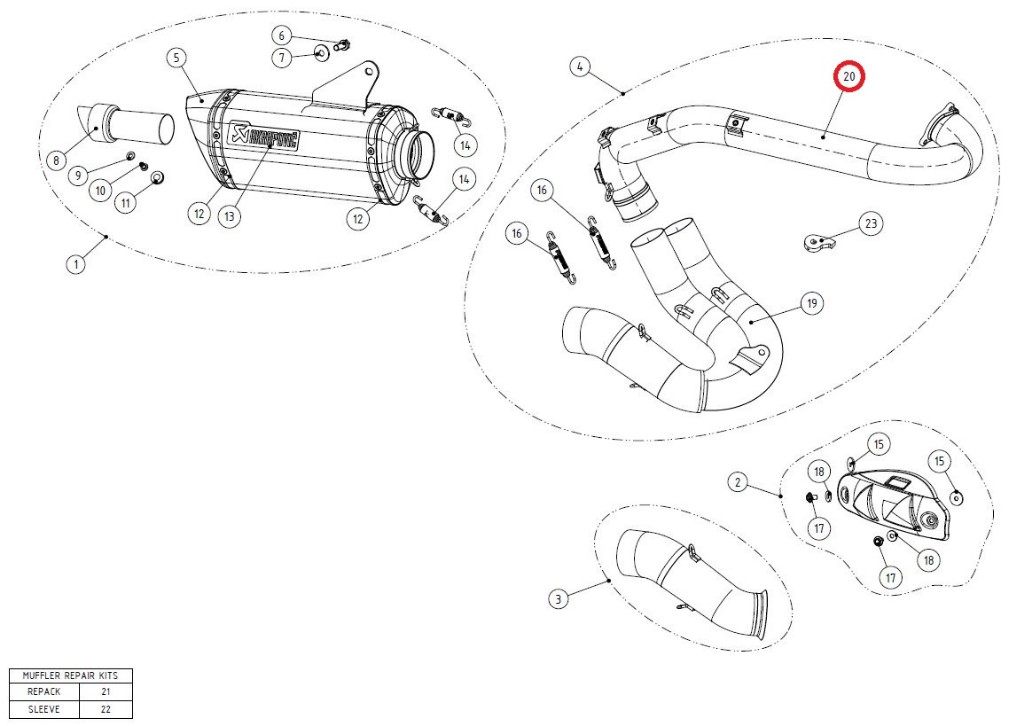 AKRAPOVIC アクラポビッチ 【リペアパーツ】H-D8E1 header ti HYPERMOTARD HYPERSTRADA 939 DUCATI ドゥカティ エキゾーストパイプ マフラー