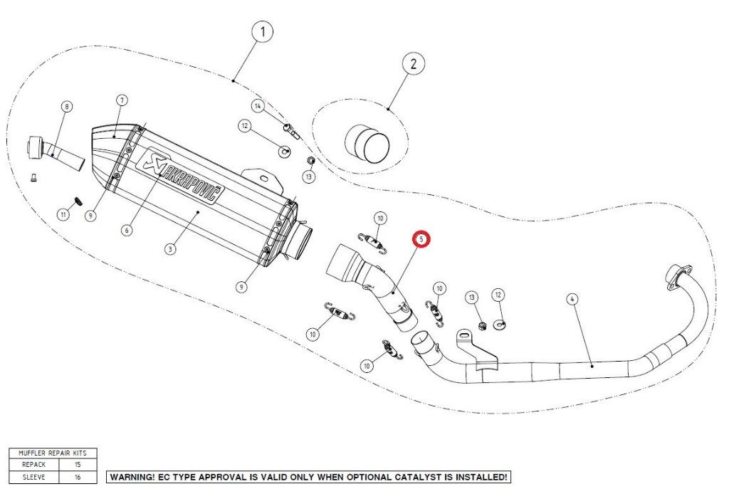AKRAPOVIC アクラポビッチ 【リペアパーツ】L-H125R1 link pipe SS CBR125R CBR150R HONDA ホンダ エキゾーストパイプ マフラー