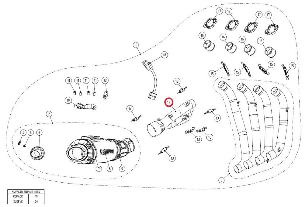 AKRAPOVIC アクラポビッチ 【リペアパーツ】L-H6R12 link pipe SS CB650F CBR650F HONDA ホンダ エキゾーストパイプ マフラー