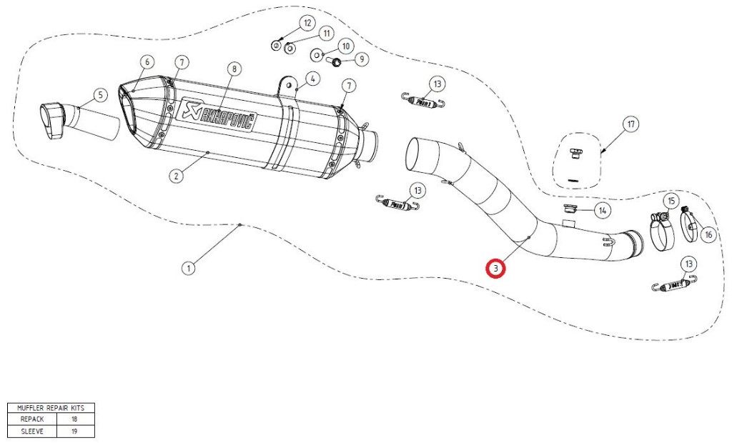 AKRAPOVIC アクラポビッチ 【リペアパーツ】L-K10SO6 link pipe ti ZX-10R KAWASAKI カワサキ エキゾーストパイプ マフラー
