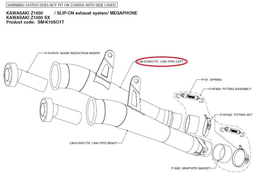 AKRAPOVIC アクラポビッチ 【リペアパーツ】LM-K10SO1TL link pipe left NINJA1000 Z1000 Z1000SX KAWASAKI カワサキ エキゾーストパイプ マフラー