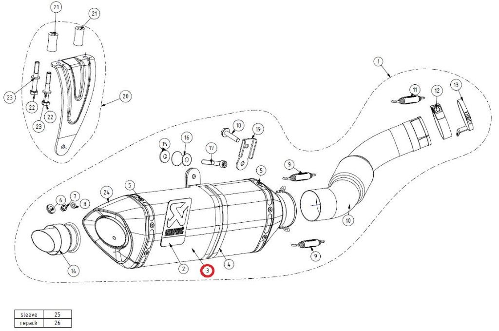 AKRAPOVIC アクラポビッチ 【リペアパーツ】M-HR04805C muffler RSV4 APRILIA アプリリア 補修・汎用サイレンサー マフラー 77,757円