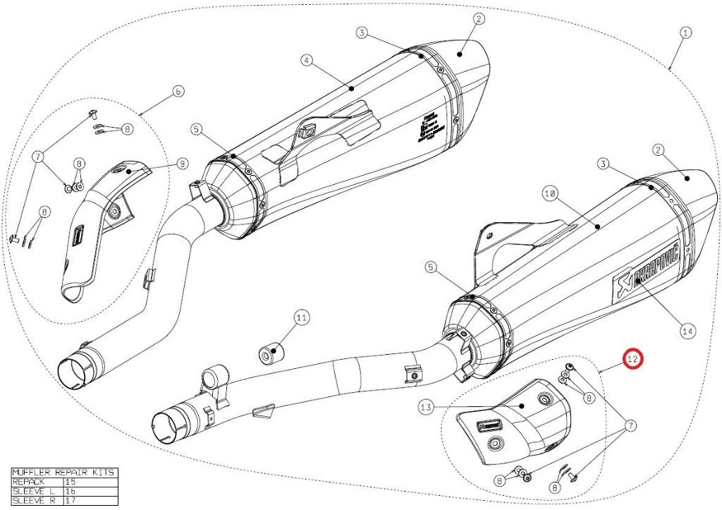 AKRAPOVIC アクラポビッチ 【リペアパーツ】P-HSB16R1L/A1 heat shield ca K1600GT K1600GTL BMW マフラーガード・ヒートガード マフラー