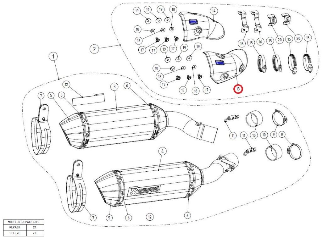 AKRAPOVIC アクラポビッチ 【リペアパーツ】P-HSK10R5R heat shield - right NINJA1000 VERSYS-X 250 300 Z1000 Z1000SX KAWASAKI カワサキ マフラーガード・ヒートガード マフラー