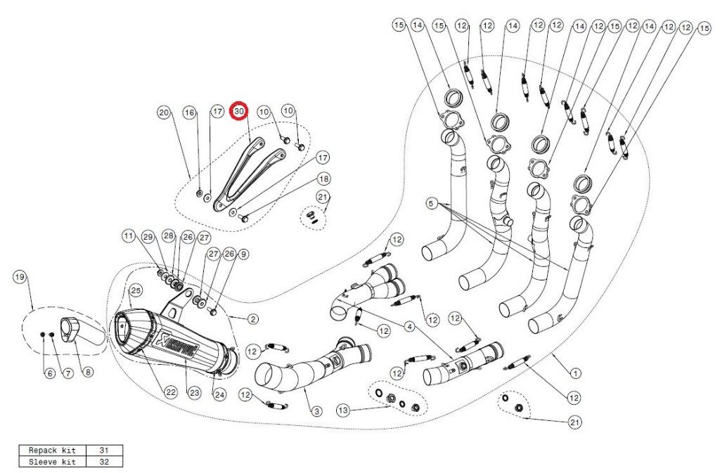 AKRAPOVIC アクラポビッチ 【リペアパーツ】P-MBB10R3/2 muffler bracket carbon S1000RR BMW マフラーステー マフラー