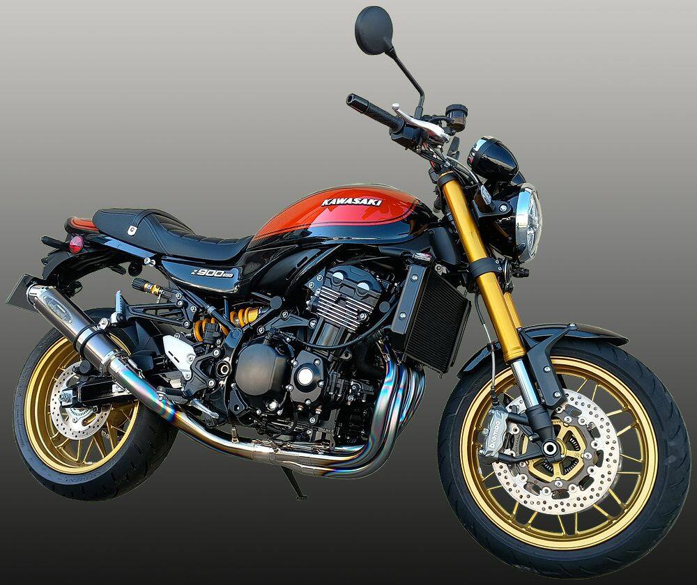 techserfu テックサーフ [ALL TITANIUM Exhaust TYPE-2] オールチタニウムエキゾーストマフラー タイプ-2 Z900RS KAWASAKI カワサキ フルエキゾーストマフラー マフラー サイレンサー：Φ90&times;350／ソリッドチタン／チタン構造｜ウェビック　店
