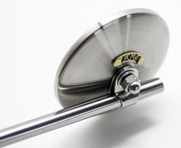 Motor Rock モーターロック JCMAミラー YAMAHA ヤマハ ミラー ハンドル 直径：80mm / 仕上げ：ヘアライン(つや消し仕上げ) / JCMAタグ：Nickel／Brass(ニッケルタグ／ブラスリベット)
