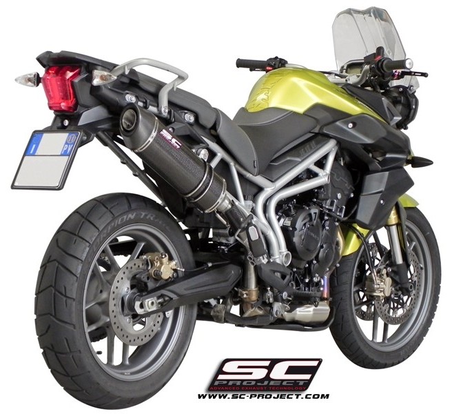 SC-PROJECT SCプロジェクト オーバル スリップオンサイレンサー TIGER 800 XC TRIUMPH トライアンフ スリップオンマフラー マフラー サイレンサータイプ:カーボンサイレンサー (カーボン製テイルエンドカバー付き)