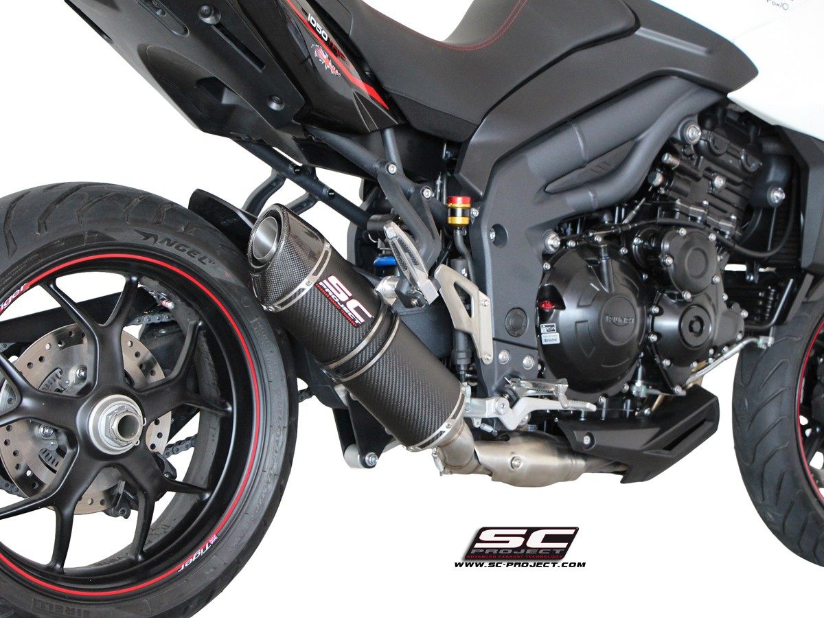 SC-PROJECT SCプロジェクト オーバル スリップオンサイレンサー 【ローポジション】 TIGER SPORT 1050 TRIUMPH トライアンフ スリップオンマフラー マフラー サイレンサータイプ：カーボンサイレンサー (カーボン製テイルエンドカバー付き)
