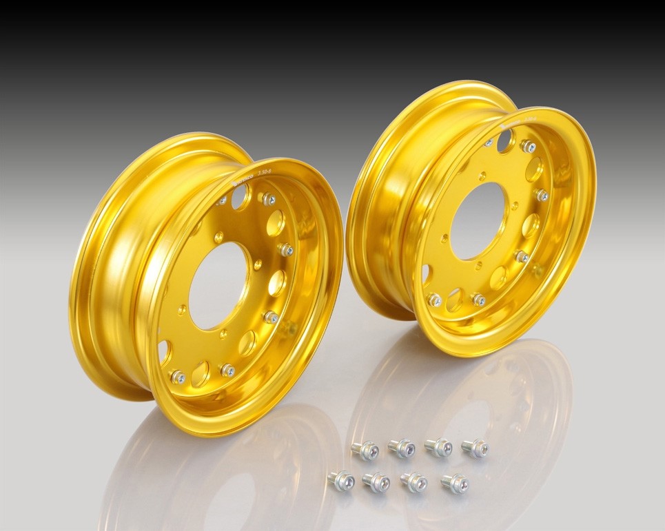 キタコアルミホイールゴールド2.5j_8インチ KITACO（キタコ） KITACO 8インチ アルミホイール入門SET ゴールド