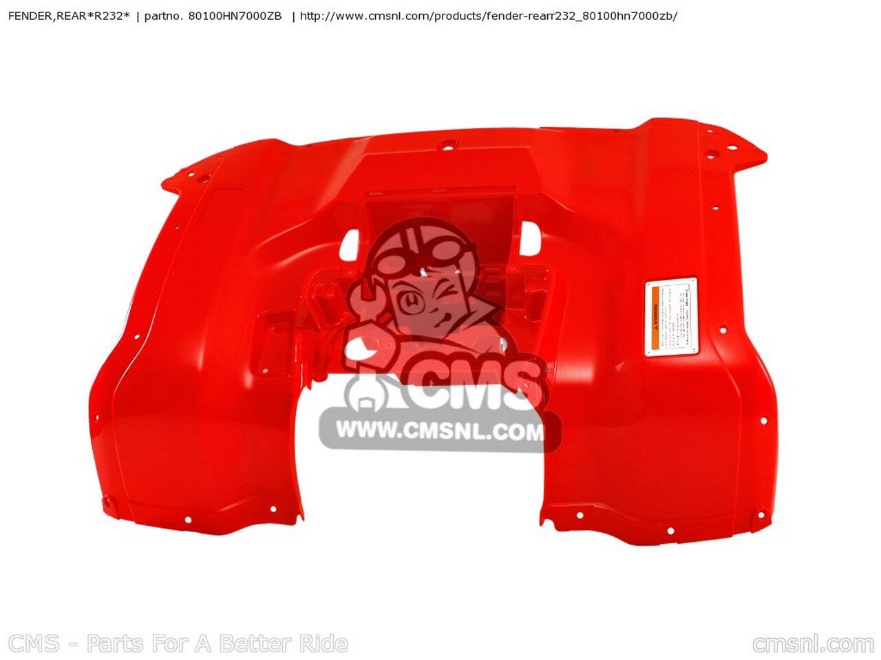 CMS シーエムエス FENDER,REAR*R232* TRX350FE FOURTRAX 2004 4 AUSTRALIA 2006 6 TRX350FM / TYPE 2 2005 5 TRX400FA 2007 7 HONDA ホンダ リアフェンダー フェンダー関連 外装|ウェビック 店