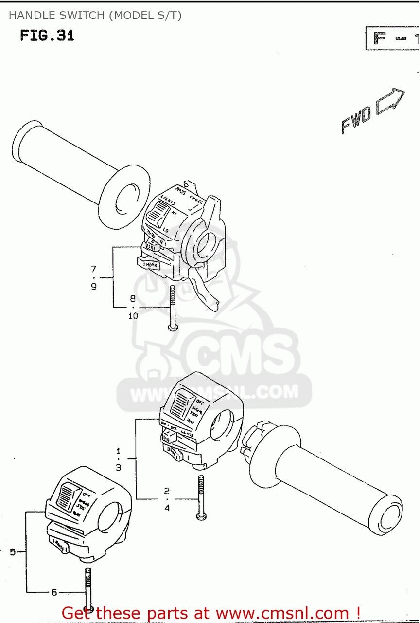 CMS シーエムエス (37200-49E00) SWITCH ASSY， HANDLE， RH GSF600 1995 S E02 E04 E18 E22 E25 E34 1996 T E17 1997 V / P37 1998 W 1999 X GSF600S E24 GSF600S1998 GSF600SU GERMANY GSF600U SUZUKI スズキ ハンドルスイッチ・スイッチボックス ハンドル周辺パーツ