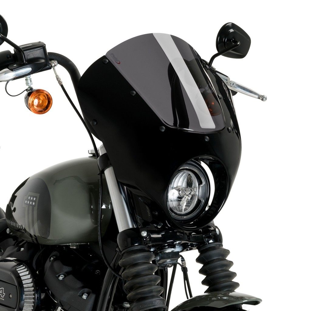 Puig プーチ セミフェアリング ダークナイト (SEMIFAIRING DARK NIGHT) FXBB SOFTAIL STREETBOB HARLEY-DAVIDSON ハーレーダビッドソン ビキニカウル カウル関連 外装 カラー:グロスブラック/ダークスモーク|ウェビック 店