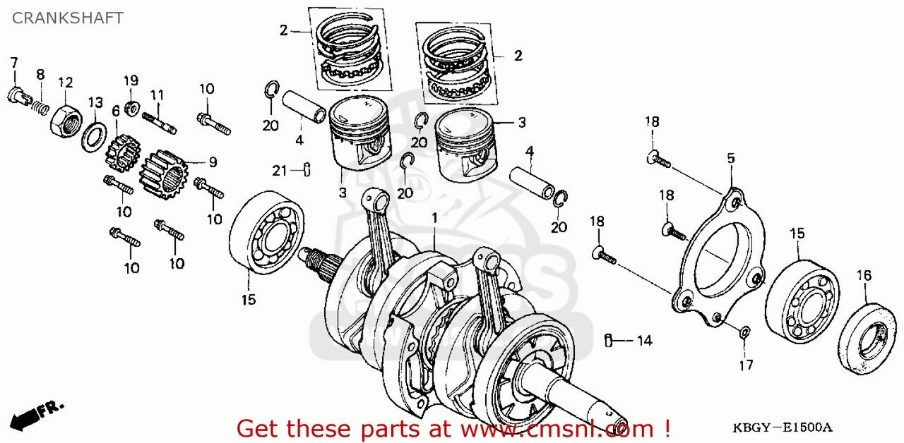 CMS シーエムエス CRANK SHAFT COMP CB250 1998 W ENGLAND / KPH HONG KONG 1999 X BELGIUM FRANCE ITALY PORTUGAL NIGHTHAWK 1993 P SINGAPORE CB250P 1996 T CHINA PLB SS PLR GENERAL EXPORT POLAND THE MIDDLE AND NEAR EAST HONDA ホンダ クランクシャフト エンジン