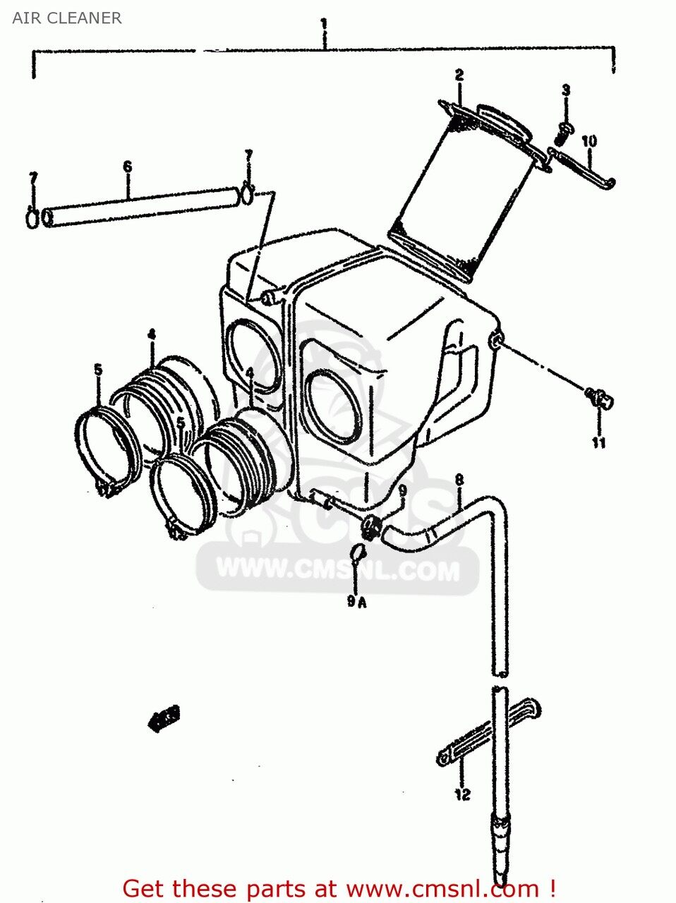 CMS シーエムエス (13700-01D41) CLEANER ASSY，AIR GS500E 1989 K E01 E02 E04 E15 E16 E17 E21 E22 E24 E25 E34 E39 1990 L 1991 M 1992 N E18 E53 1993 P 1994 R E37 / P9 1995 S 1996 T GS500ESK BRAZIL GS500EU GERMANY AUSTRALIA SUZUKI スズキ 吸気関連 エンジン