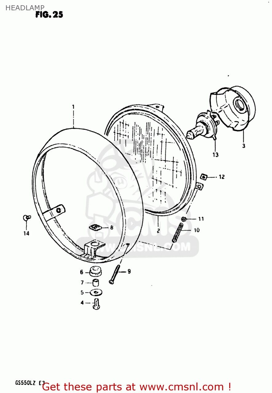 CMS シーエムエス (35100-45261-999) HEADLAMP ASSEMBLY GS1000 1980 T USA E03 1981 X GS1100GL 1982 Z 1983 D GS550L GS550T GS650GL GS750L GS850GL SUZUKI スズキ ヘッドライト 灯火類 電装系