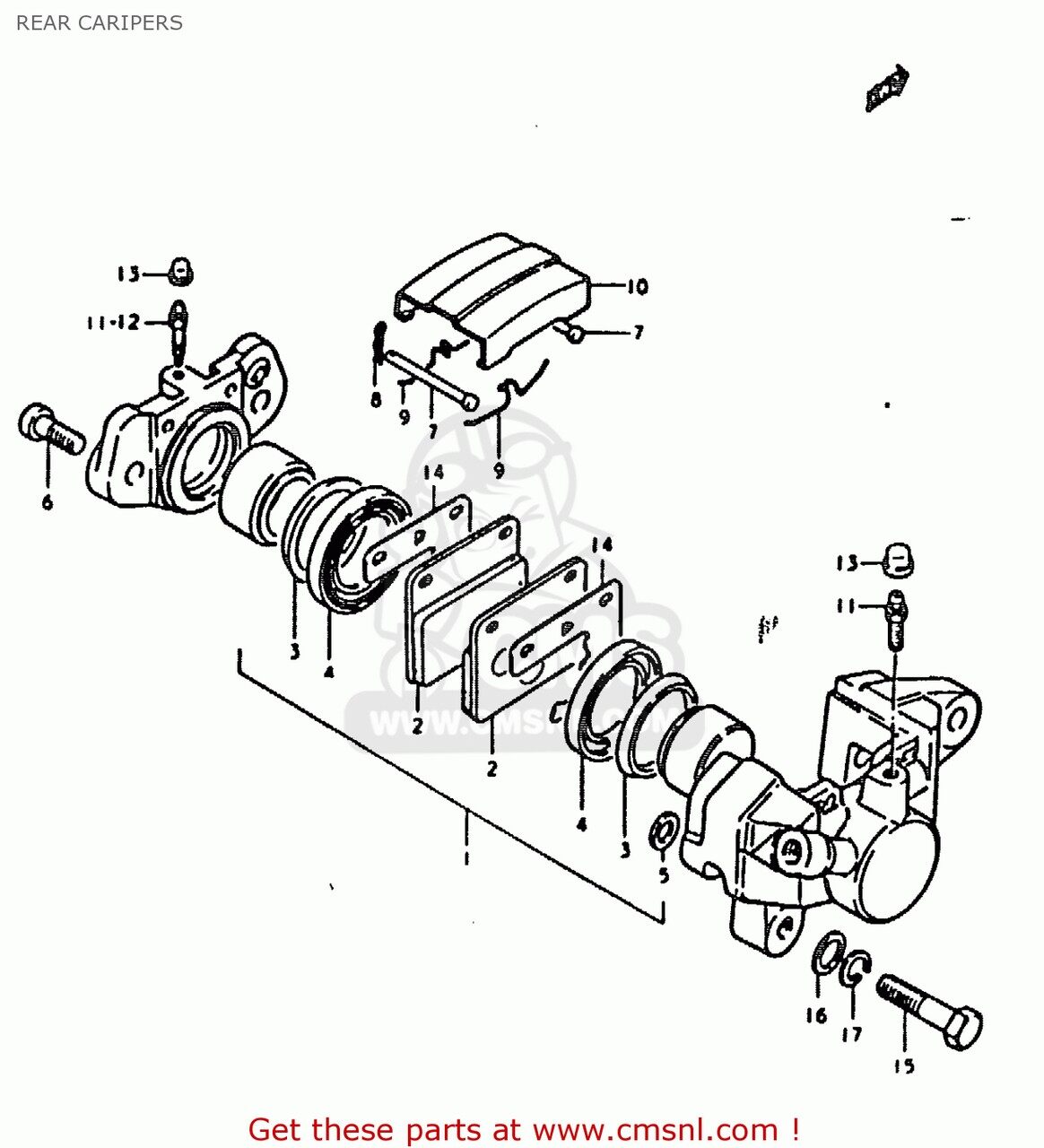 CMS シーエムエス (69100-08C00-999) CALIPER ASSEMBLY，REAR GS1000 1978 C GENERAL EXPORT E01 USA E03 1979 N S GS1000C GS1000E GS1000EC GS1000EN GS1000H GS1000L GS1000N GS1000S GS550L GS750L SUZUKI スズキ キャリパー ブレーキ