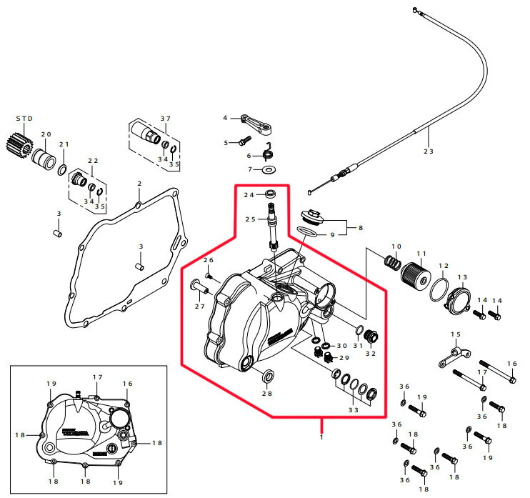 SP武川 SPタケガワ 【補修部品】 R.クランクケースカバー SUB ASSY. クランクケースカバー エンジンパーツ エンジン