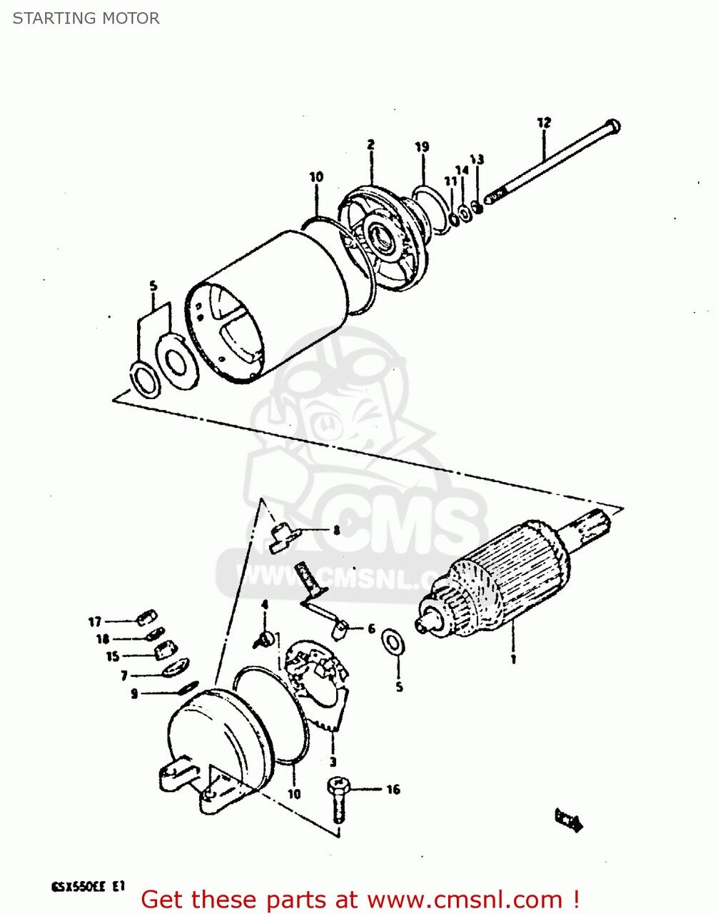 CMS シーエムエス (31100-30B00-H17) MOTOR ASSEMBLY，STARTING GS550E 1983 D USA E03 GS550ES GS550L SUZUKI スズキ スターターモーター 電装系