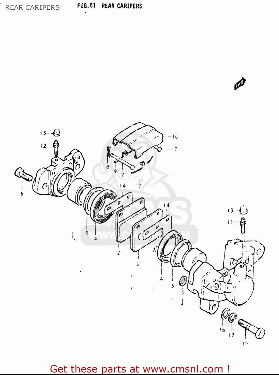 CMS シーエムエス CALIPER ASSY，RR GS1000L 1979 N USA E03 GS1000S GS1100S 1983 D GS550L GS750L SUZUKI スズキ キャリパー ブレーキ