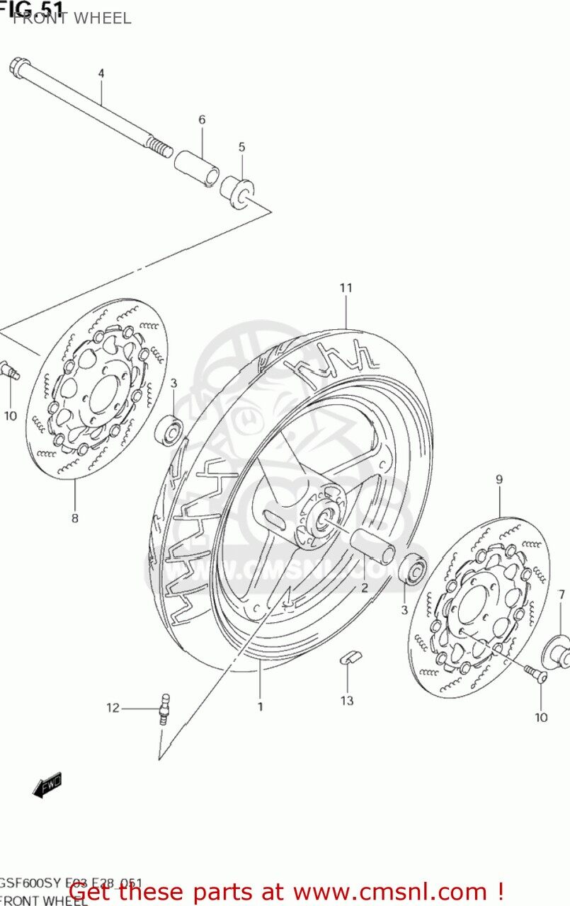 CMS シーエムエス (5411103FA135W) WHEEL，FRONT (17XMT3.50) GSF600S BANDIT 2000 Y USA E03 2001 K1 2002 K2 2003 K3 SUZUKI スズキ ホイール ホイール関連 足回り