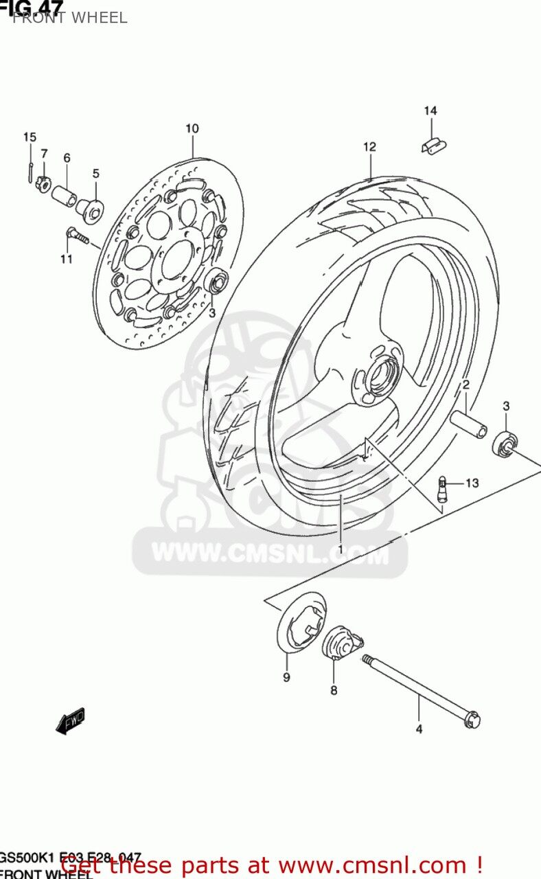 CMS シーエムエス (5411134C01291) WHEEL，FRONT，MT GS500 2001 K1 USA E03 2002 K2 SUZUKI スズキ ホイール ホイール関連 足回り｜ウェビック　店