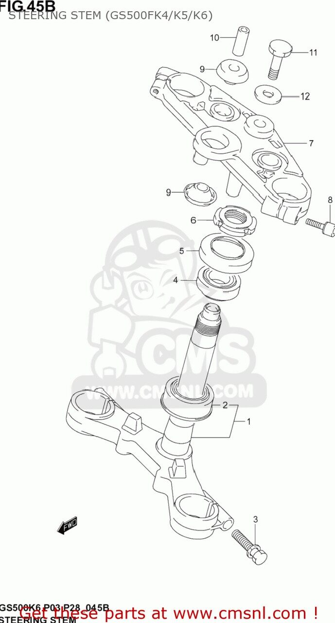 CMS シーエムエス (5141001D91) STEM， STEERING GS500F 2004 K4 USA E03 2005 K5 2006 K6 2007 K7 2008 K8 2009 K9 SUZUKI スズキ トリプルツリー・ステム・アンダーブラケット ハンドル