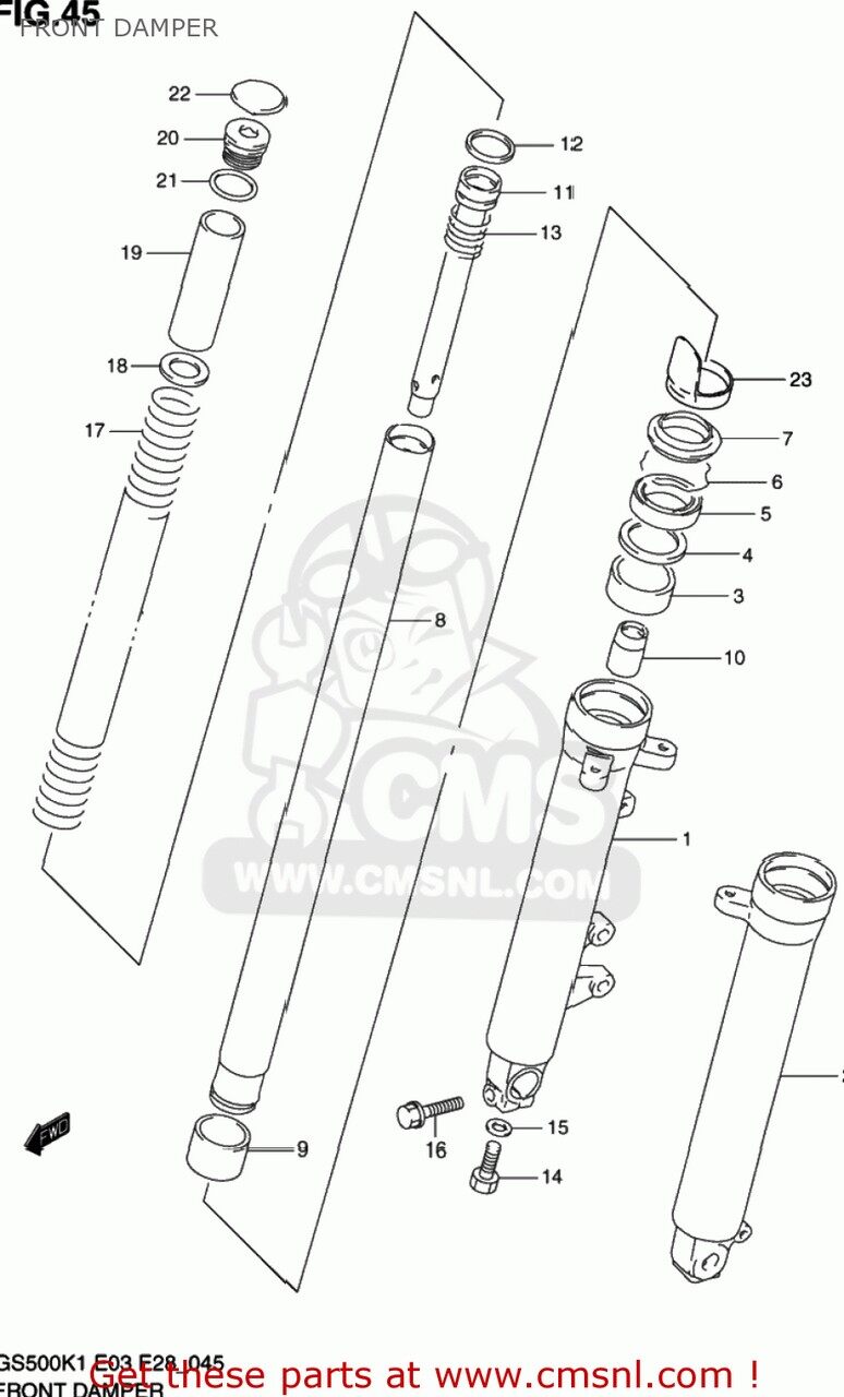 CMS シーエムエス TUBE，INNER GS500 2001 K1 USA E03 2002 K2 GS500E 1989 K 1990 L 1991 M 1992 N 1993 P 1994 R 1995 S 1996 T 1997 V 1998 W 1999 X 2000 Y SUZUKI スズキ インナーチューブ サスペンション 足回り