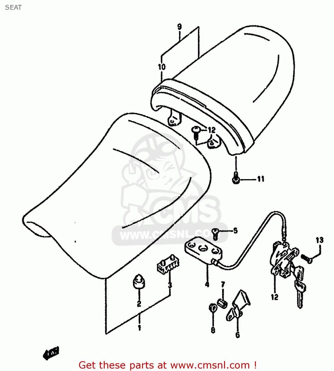 CMS シーエムエス SEAT ASSY，PILLION GSF400 1991 M E02 E04 E16 E21 E22 E24 E25 E34 E53 1992 N E30 1993 P BANDIT USA E03 CALIFORNIA E33 SUZUKI スズキ シート シート関連 外装
