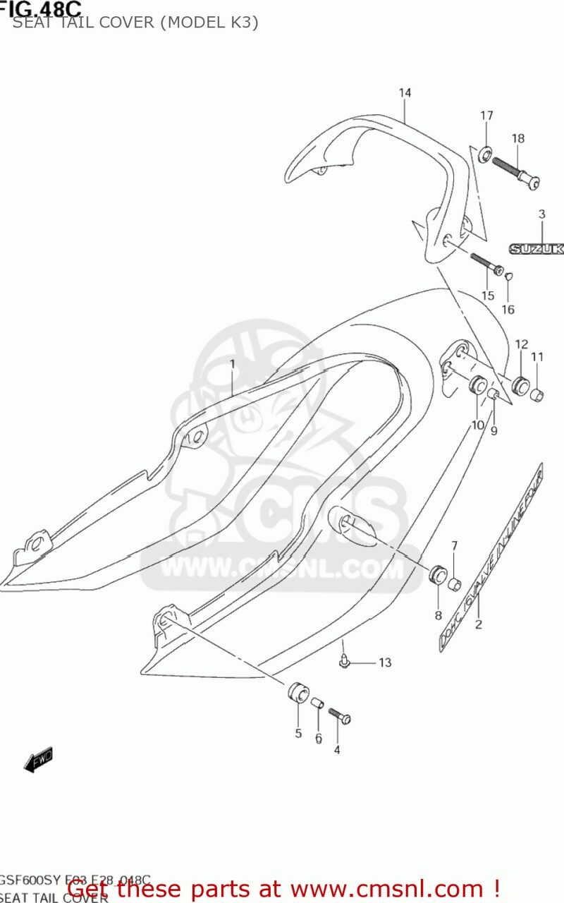 CMS シーエムエス COVER,SEAT TAIL GSF600S BANDIT 2000 Y USA E03 2001 K1 2002 K2 2003 K3 SUZUKI スズキ シートカウル・テールカウル カウル関連 外装|ウェビック 店