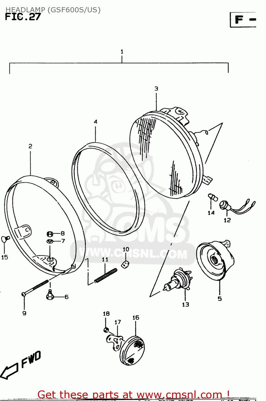 CMS シーエムエス (3510026D52999) HEADLAMP ASSY GSF600 1995 S E02 E04 E18 E22 E25 E34 1996 T E17 1997 V / P37 1998 W 1999 X GSF600S E24 GSF600S1998 GSF600SU GERMANY GSF600U SUZUKI スズキ ヘッドライト 灯火類 電装系