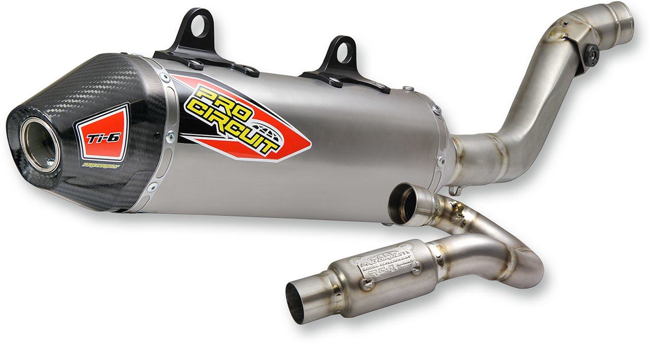 PRO CIRCUIT プロサーキット エキゾーストシステム TI6 W／カーボンファイバーキャップ【EXHAUST W／CF [1820-1467]】 450 SX-F 2013 - 2015 KTM フルエキゾーストマフラー マフラー｜ウェビック　店